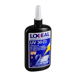 چسب یو وی صنعتی لاکسیل مدل Loxeal UV 30 23 حجم 250 میلی‌لیتر مخصوص اتصالات شیشه‌ای