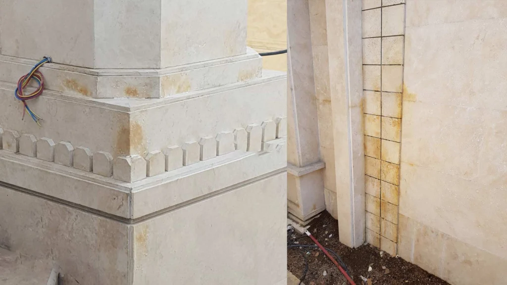 زرد شدن چسب ۱۲۳ هنگام سنگ‌کاری